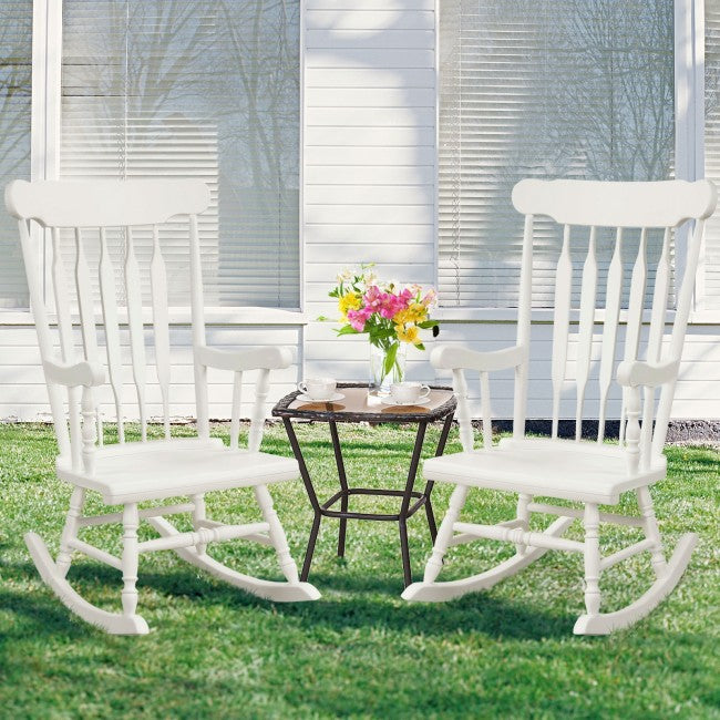 Outdoor Patio Rocking Chair Solid Wooden Frame Rocker