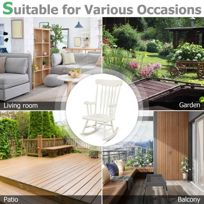 Outdoor Patio Rocking Chair Solid Wooden Frame Rocker