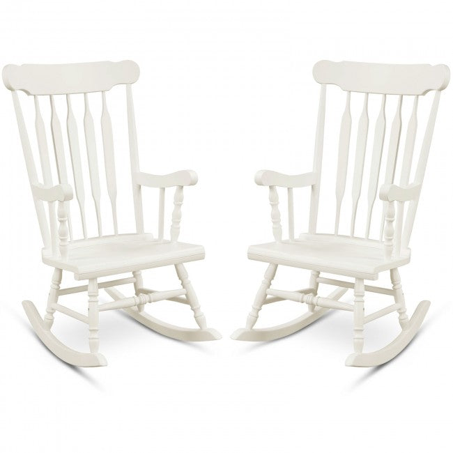 Outdoor Patio Rocking Chair Solid Wooden Frame Rocker