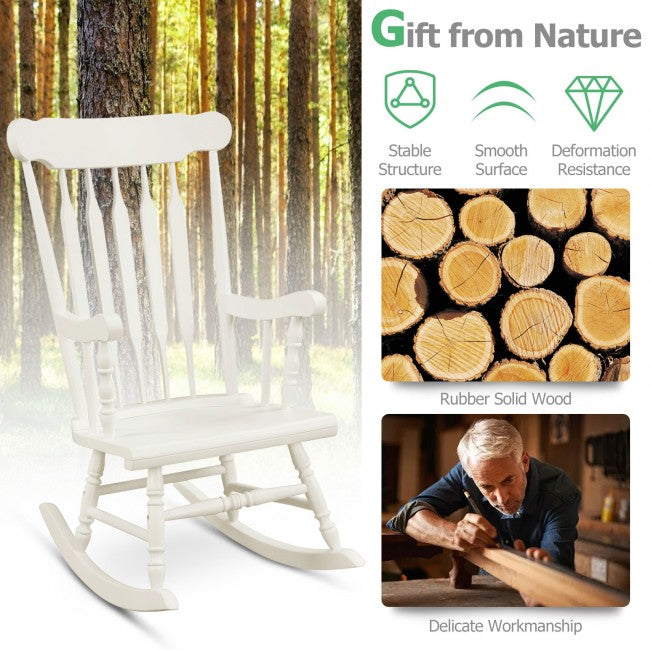 Outdoor Patio Rocking Chair Solid Wooden Frame Rocker
