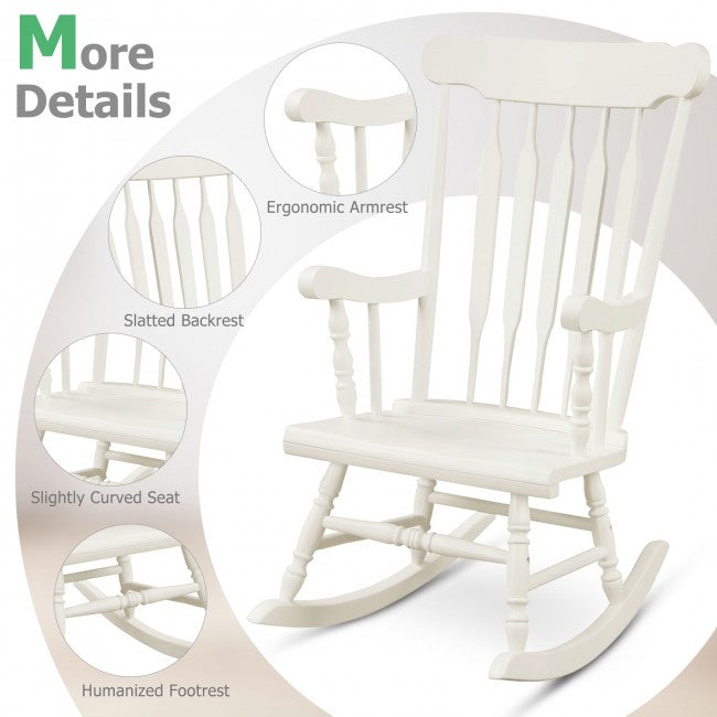 Outdoor Patio Rocking Chair Solid Wooden Frame Rocker