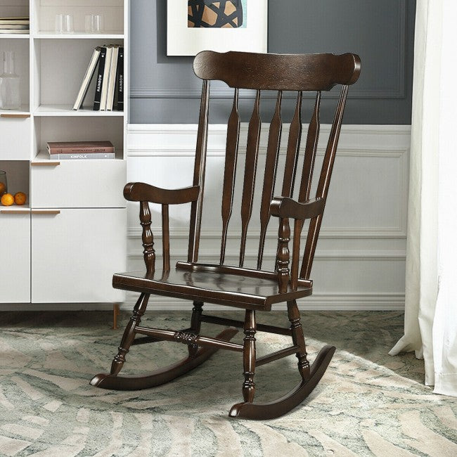 Outdoor Patio Rocking Chair Solid Wooden Frame Rocker