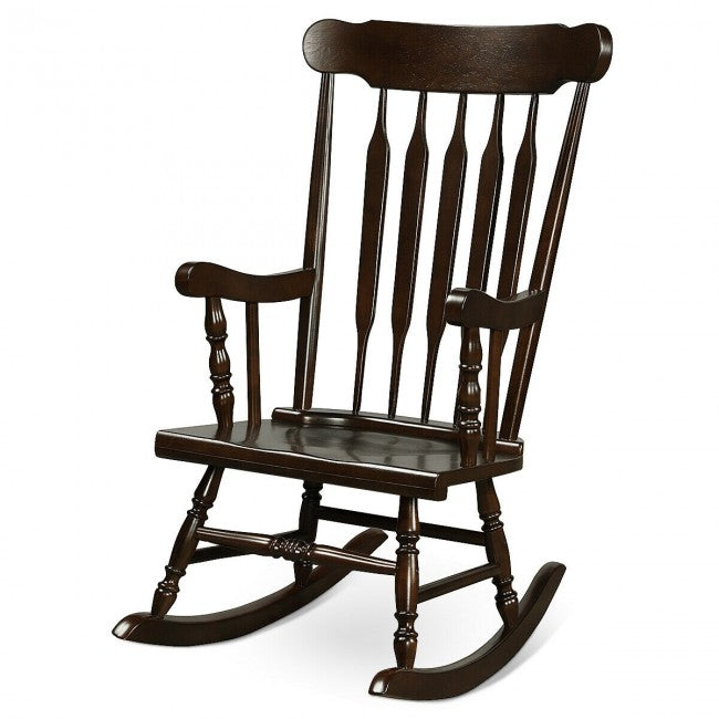 Outdoor Patio Rocking Chair Solid Wooden Frame Rocker