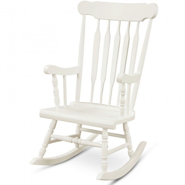 Outdoor Patio Rocking Chair Solid Wooden Frame Rocker