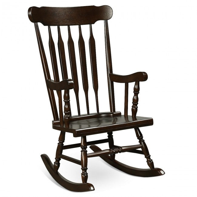 Outdoor Patio Rocking Chair Solid Wooden Frame Rocker