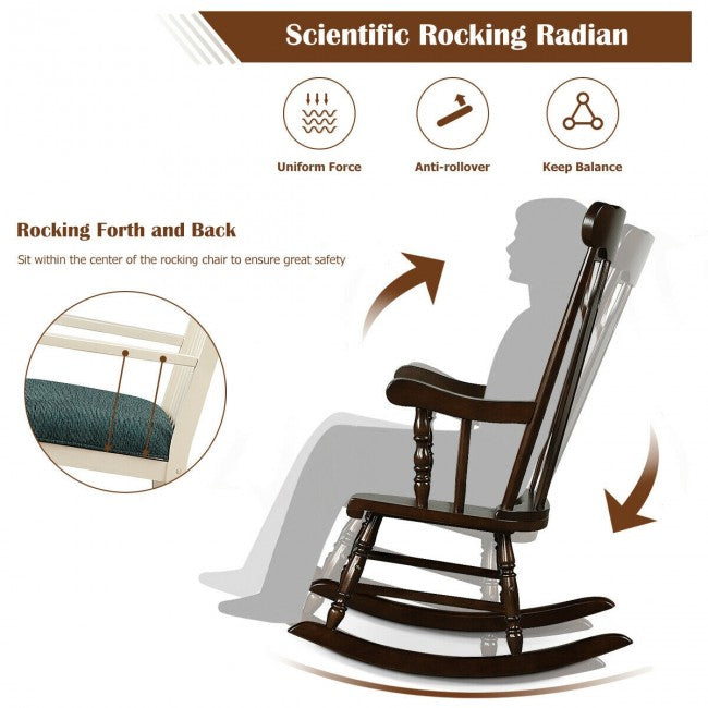 Outdoor Patio Rocking Chair Solid Wooden Frame Rocker