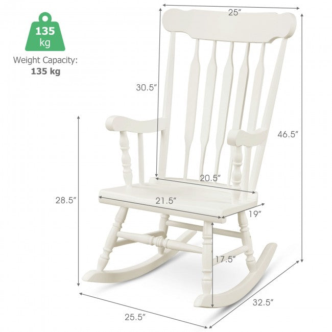 Outdoor Patio Rocking Chair Solid Wooden Frame Rocker