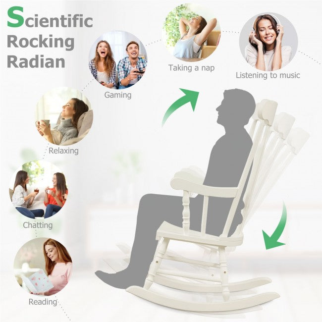 Outdoor Patio Rocking Chair Solid Wooden Frame Rocker