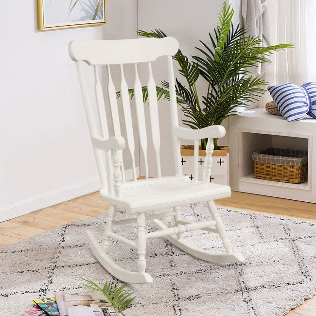 Outdoor Patio Rocking Chair Solid Wooden Frame Rocker