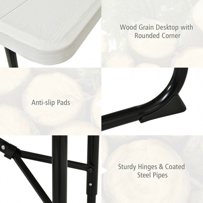 Outdoor Portable Folding Picnic Table Bench Set Camping Dining Table Set with Wood-like Texture