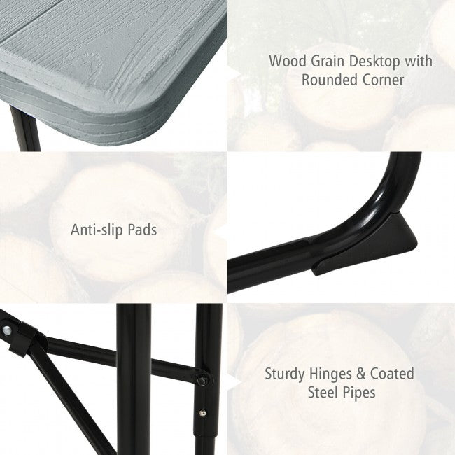 Outdoor Portable Folding Picnic Table Bench Set Camping Dining Table Set with Wood-like Texture