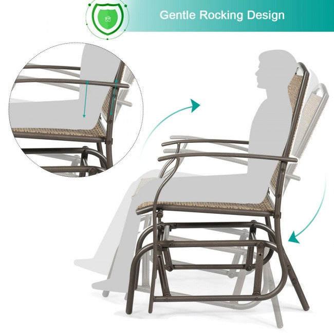 Outdoor Single Swing Rocking Chair Lounge Glider Seating with Breathable Mesh Fabric