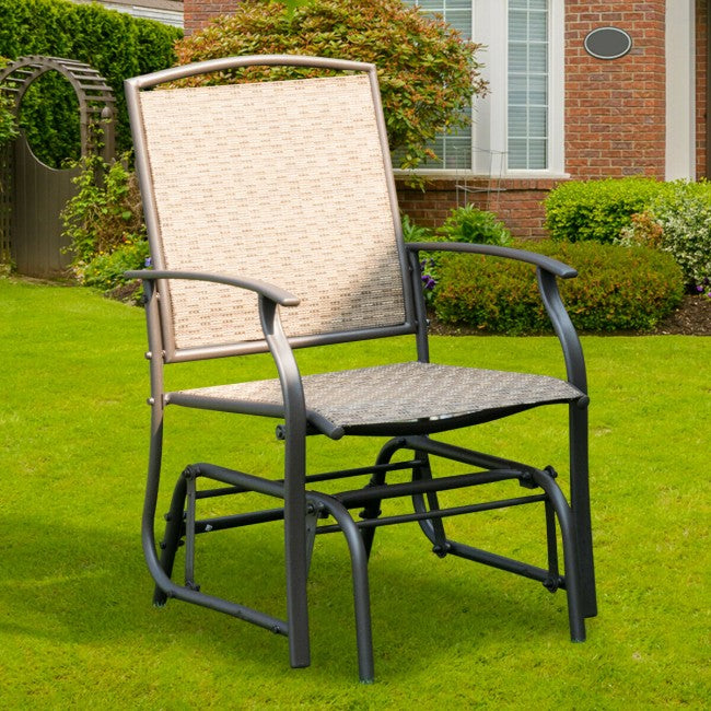 Outdoor Single Swing Rocking Chair Lounge Glider Seating with Breathable Mesh Fabric