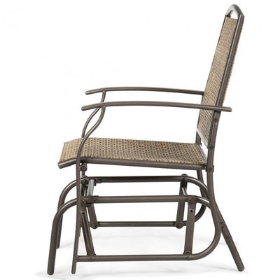 Outdoor Single Swing Rocking Chair Lounge Glider Seating with Breathable Mesh Fabric