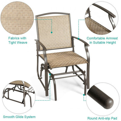 Outdoor Single Swing Rocking Chair Lounge Glider Seating with Breathable Mesh Fabric