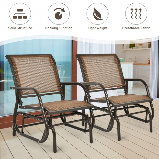 Outdoor Single Swing Rocking Chair Patio Lounge Glider Chair with Armrests