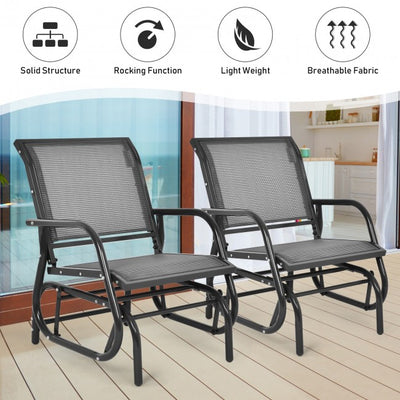 Outdoor Single Swing Rocking Chair Patio Lounge Glider Chair with Armrests