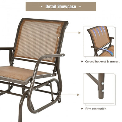 Outdoor Single Swing Rocking Chair Patio Lounge Glider Chair with Armrests