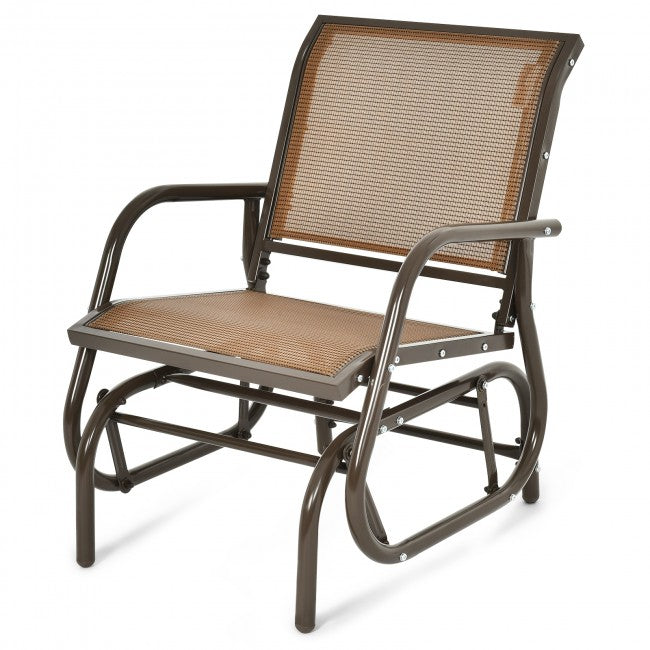 Outdoor Single Swing Rocking Chair Patio Lounge Glider Chair with Armrests