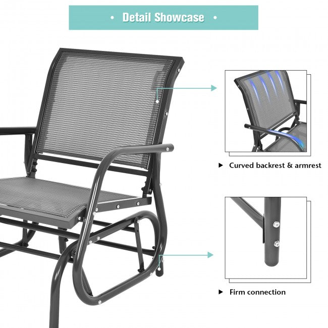 Outdoor Single Swing Rocking Chair Patio Lounge Glider Chair with Armrests