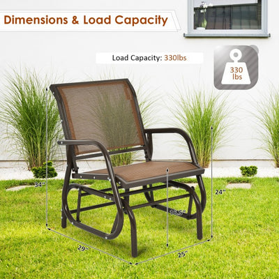 Outdoor Single Swing Rocking Chair Patio Lounge Glider Chair with Armrests