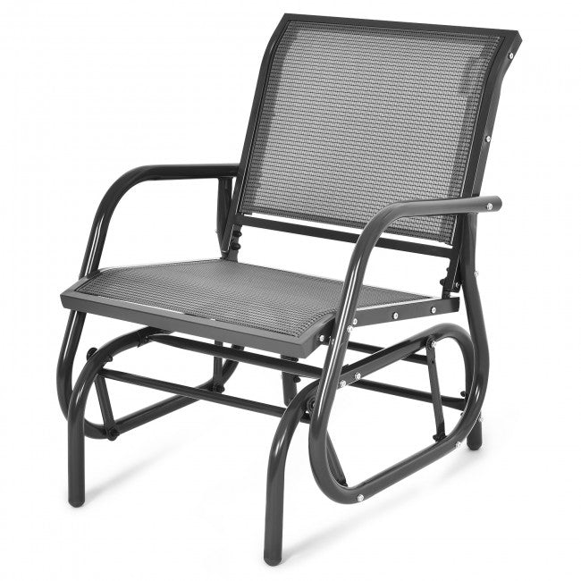 Outdoor Single Swing Rocking Chair Patio Lounge Glider Chair with Armrests