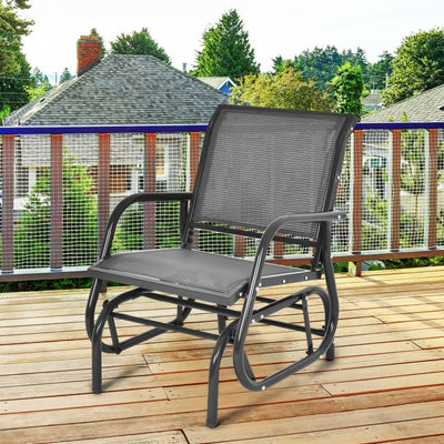 Outdoor Single Swing Rocking Chair Patio Lounge Glider Chair with Armrests