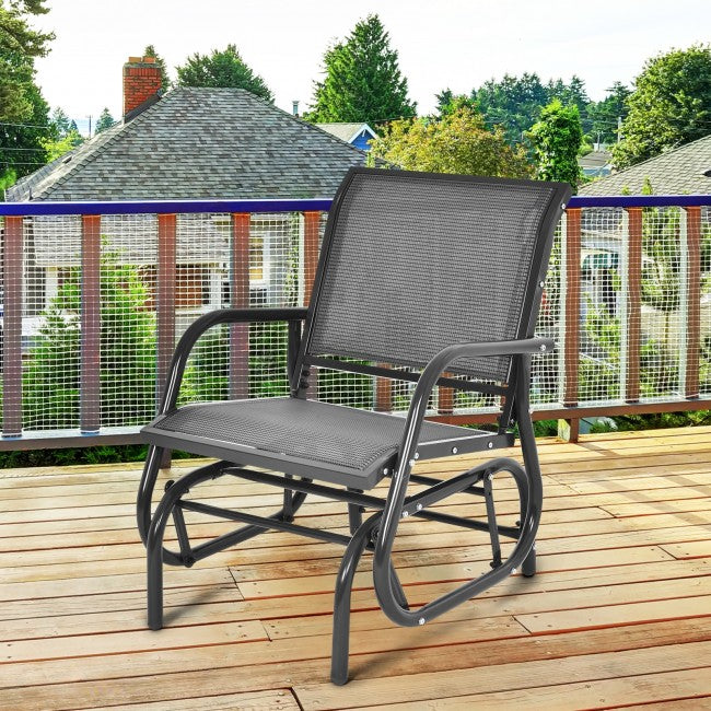 Outdoor Single Swing Rocking Chair Patio Lounge Glider Chair with Armrests