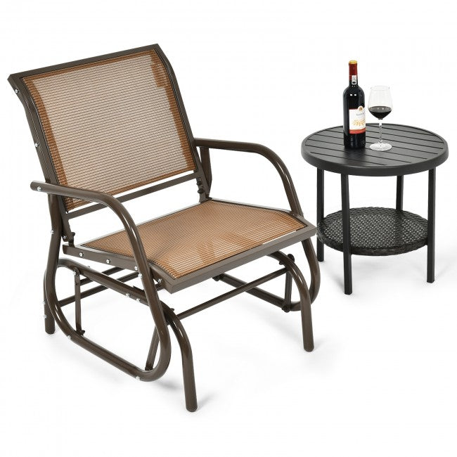 Outdoor Single Swing Rocking Chair Patio Lounge Glider Chair with Armrests