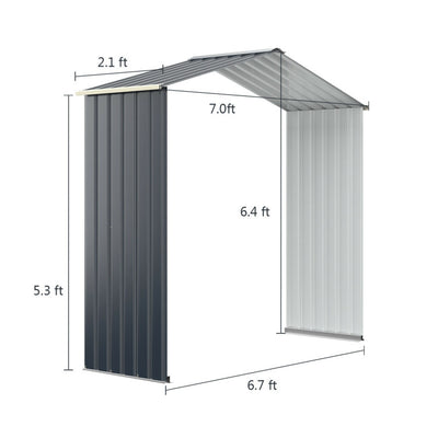 Outdoor Steel Storage Shed Extension Kit for 7 Feet Storage Shed Width