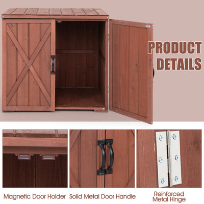 Outdoor Wooden Storage Shed Garden Tool Cabinet Organizer Box with Double Doors