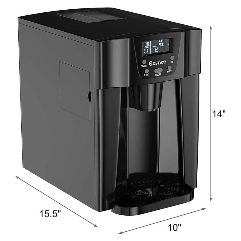 36LBS/24H Portable 2 In 1 Countertop Ice Maker Machine Water Dispenser with Auto-Clean Function