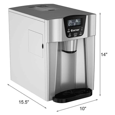 36LBS/24H Portable 2 In 1 Countertop Ice Maker Machine Water Dispenser with Auto-Clean Function