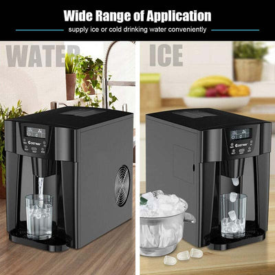 36LBS/24H Portable 2 In 1 Countertop Ice Maker Machine Water Dispenser with Auto-Clean Function