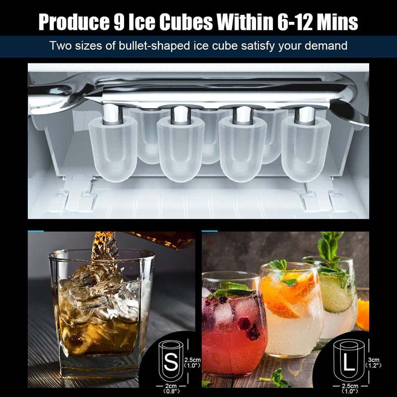 36LBS/24H Portable 2 In 1 Countertop Ice Maker Machine Water Dispenser with Auto-Clean Function