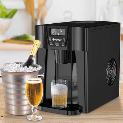 36LBS/24H Portable 2 In 1 Countertop Ice Maker Machine Water Dispenser with Auto-Clean Function