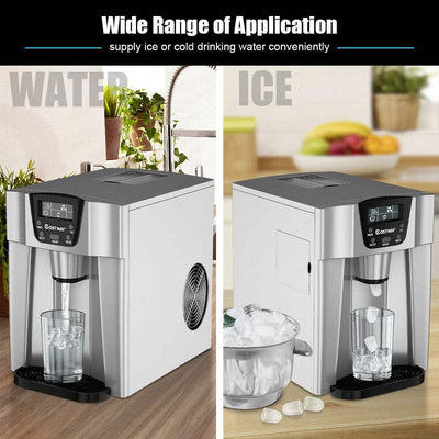 36LBS/24H Portable 2 In 1 Countertop Ice Maker Machine Water Dispenser with Auto-Clean Function