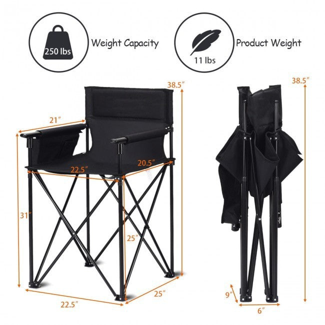 Portable 38 Inch Oversized High Camping Fishing Folding Chair