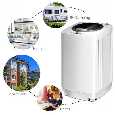 Portable 8 LBS Automatic Washing Machine Laundry Washer and Dryer Combo with Drain Pump