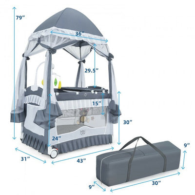 Portable Baby Bassinet Bed Pack and Play Nursery Crib