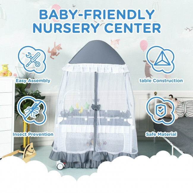 Portable Baby Bassinet Bed Pack and Play Nursery Crib