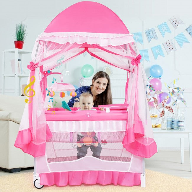 Portable Baby Bassinet Bed Pack and Play Nursery Crib