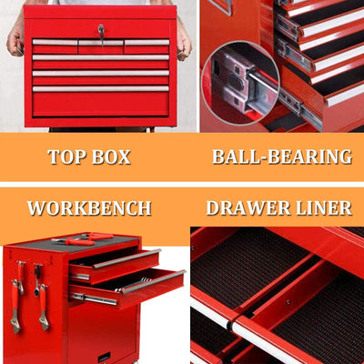 8-Drawer Big Rolling Tool Chest Organizers Removable Storage Cabinet with Wheels and Lock