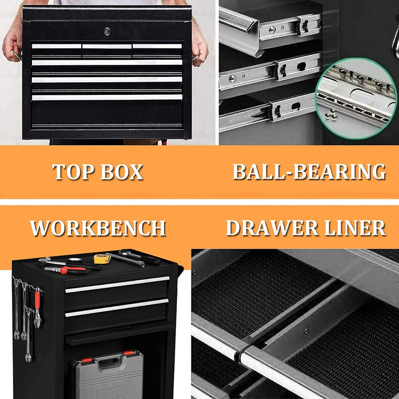 8-Drawer Big Rolling Tool Chest Organizers Removable Storage Cabinet with Wheels and Lock