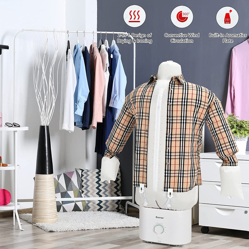 Portable Clothes Dryer 1050W Multifunctional Inflatable Clothes Drying and Ironing Machine Automatic Garment Steamer Iron Rack with Timer