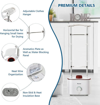 Portable Clothes Dryer 1050W Multifunctional Inflatable Clothes Drying and Ironing Machine Automatic Garment Steamer Iron Rack with Timer