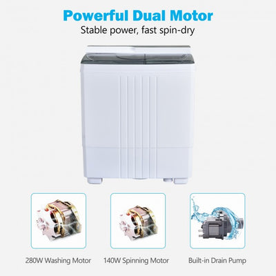 Portable Compact Twin Tub Washing Machine Mini Laundry Washer with Drain Pump
