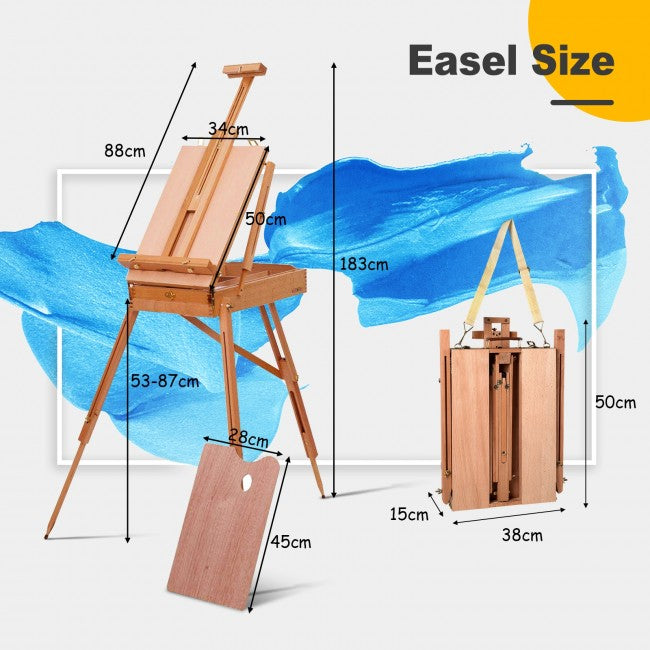 Portable Folding Wooden French Easel Artist Tripod for Painting