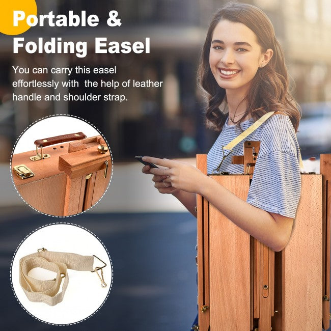 Portable Folding Wooden French Easel Artist Tripod for Painting