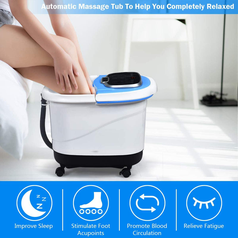 Portable Foot Spa Bath Massager with Motorized Rollers for Foot Stress Relief